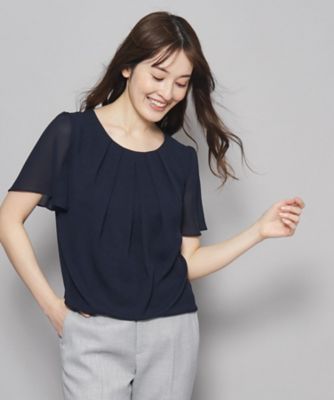 COUP DE CHANCE (Women)/クードシャンス【洗える/日本製】フロントタック半袖デザインブラウス(2002258097) アオ094 トップス【三越伊勢丹/公式】