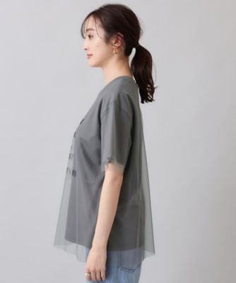 tシャツ ロゴT×チュールT コンパクトアンサンブル レディース &soiree ロゴT×チュールT コンパクトアンサンブル -ファッション