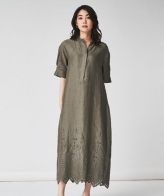 【麻１００／洗える／刺繍】アイレットリネン　ワンピース（２００２２５８２８５）