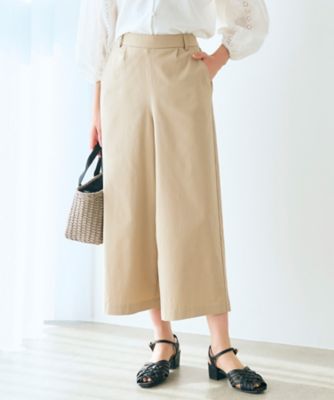 クロップドワイドパンツ 共リボン付き クロップド デニム ワイドパンツ