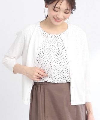 【ＳＡＬＥ／ＷＥＢ限定カラーあり／洗える／アンサンブル】プリント柄ブラウス＋カーディガン（２００２２５９３１５）