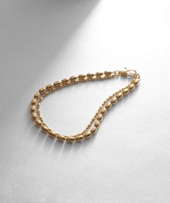 ＜COCOHNIK ONKITSCH (Women)＞シルバー　コンビネーションチェーン　オーバルボール　シリンダー　ブレスレット　ＧＰ（２００２２５９７１８）