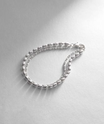 ＜COCOHNIK ONKITSCH (Women)＞シルバー　コンビネーションチェーン　オーバルボール　シリンダー　ブレスレット（２００２２５９７１９）