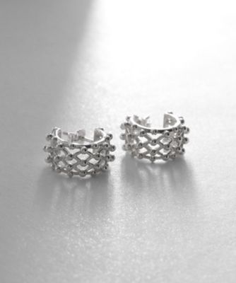 ＜COCOHNIK ONKITSCH (Women)＞シルバー　スモールフープ　ボールメッシュ　ピアス（２００２２５９８２１）