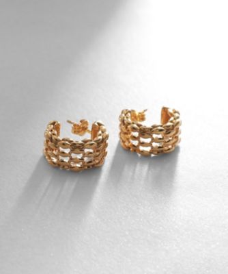 ＜COCOHNIK ONKITSCH (Women)＞シルバー　スモールフープ　マーキスメッシュ　ピアス　ＧＰ（２００２２５９８２２）