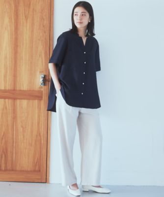 【魅せる体型カバー服】Ｗポケット６分袖シャツ／洗える（２００２２６１１６４）