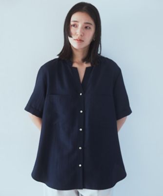 【魅せる体型カバー服】Ｗポケット６分袖シャツ／洗える（２００２２６１１６４）