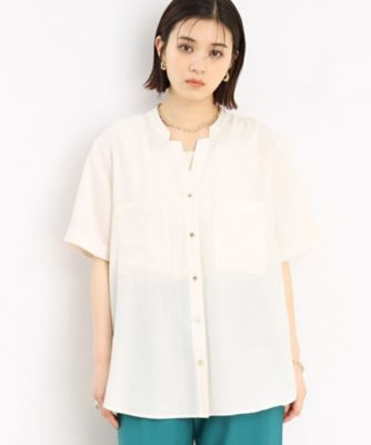 【魅せる体型カバー服】Ｗポケット６分袖シャツ／洗える（２００２２６１１６４）