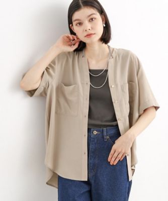 【魅せる体型カバー服】Ｗポケット６分袖シャツ／洗える（２００２２６１１６４）