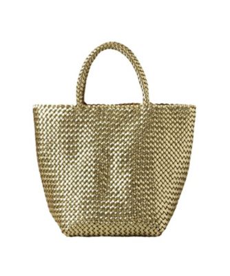 ＜HIROFU (Women)＞【ブレッツァバッファロー】レザーメッシュトートバッグ　Ｍ　本革　ステッチ　メタリック（商品番号：Ｐ２５－３６４１３）（２００２２６２１８７）