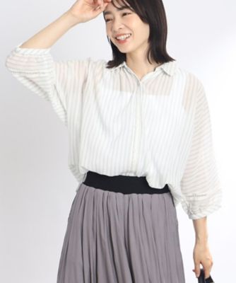 ＜Reflect (Women)＞【ＳＡＬＥ／Ｅ‐ＱＵＡＬＩＴＹ／手洗い可】ストライプコットンブラウス（２００２２６２２６５）