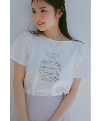 ＜COUTURE BROOCH (Women)＞【マシンウォッシャブル】フラワーパフュームフレア袖Ｔシャツ（２００２２６２２８０）