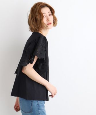 スカラップ刺繍フレアースリーブブラウス（２００２２６３０７１）