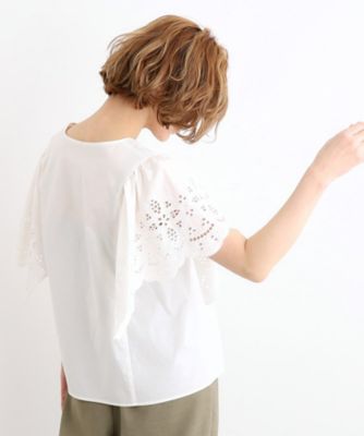 スカラップ刺繍フレアースリーブブラウス（２００２２６３０７１）