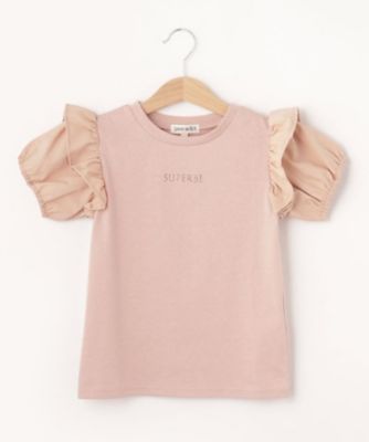 ＜SHOO･LA･RUE (Baby&Kids)＞【１１０－１４０ｃｍ】異素材使いフリルパフ袖Ｔシャツ（２００２２６３０９６）