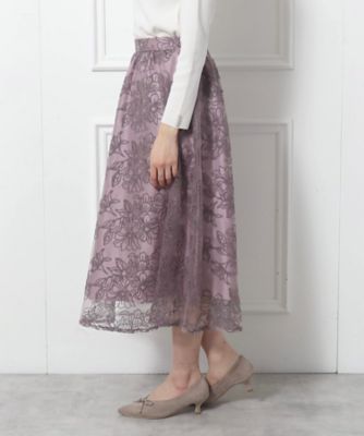 【チュール×刺繍の華やかスカート】エンブロフルールスカート（２００２２６４１２６）