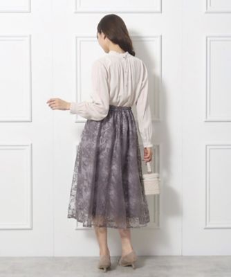 【チュール×刺繍の華やかスカート】エンブロフルールスカート（２００２２６４１２６）