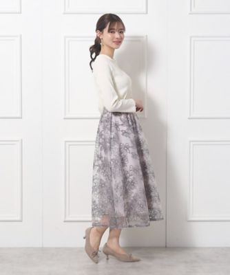 【チュール×刺繍の華やかスカート】エンブロフルールスカート（２００２２６４１２６）
