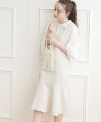 ＜COUTURE BROOCH (Women)＞【オフィス／学校行事にも】Ｖネック裾フレアジャンスカ（２００２２６４３６０）