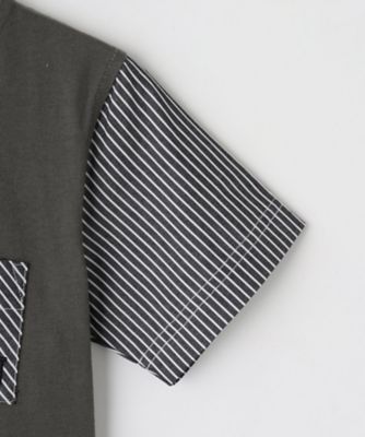 【リンクコーデ】ストライプ切替Ｔシャツ（２００２２６４６６８）