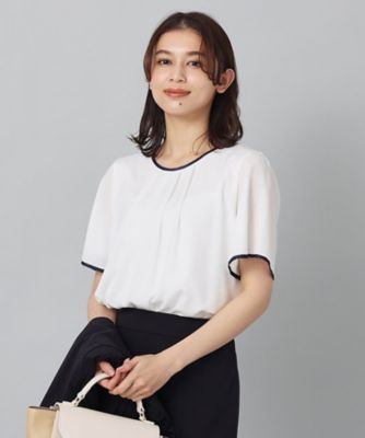 ADORE 新品37,400円 麻混オックスパイピングブラウス ADORE 新品 37，400円 麻混オックスパイピングブラウス
