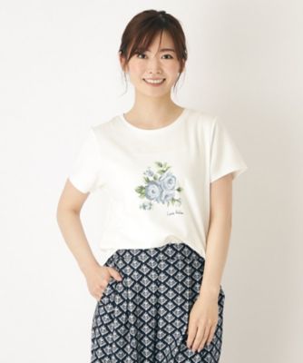 ＜LAURA ASHLEY＞【大人気！接触冷感／４ｃｏｌｏｒ／Ｌサイズあり】バンバリー柄　プリントＴシャツ（２００２２６４９３３）
