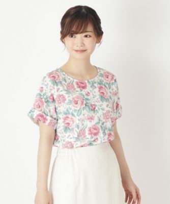Laura Ashley ジャケット　シャツ　ブラウス　トップス　花柄　レア プライオリー柄 プリントガーゼシャツ（シャツ・ブラウス