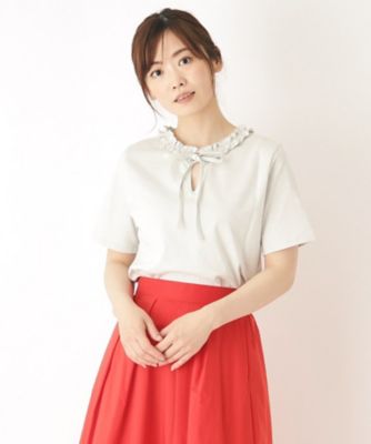 【２ＷＡＹ／日本製／６ｃｏｌｏｒ／ＷＥＢ限定カラー追加／コットン１００％】フリルカラーＴシャツ（２００２２６４９３５）