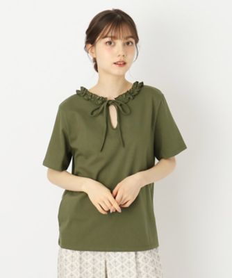 【２ＷＡＹ／日本製／６ｃｏｌｏｒ／ＷＥＢ限定カラー追加／コットン１００％】フリルカラーＴシャツ（２００２２６４９３５）