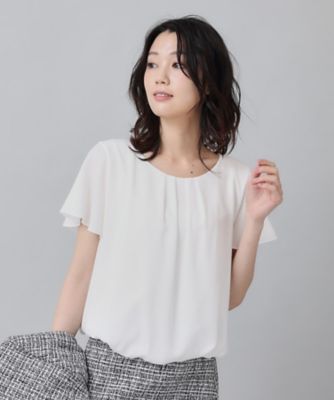 売れ筋商品|||ニューヨークコレクション カットソー トップス レディース Petite 3/4 Sleeve Ringed Mesh Top White ニューヨークコレクション レディース カットソー トップス