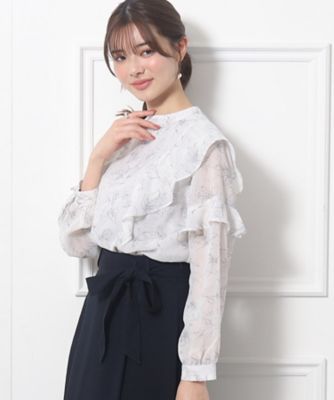 ＜COUTURE BROOCH (Women)＞花柄フリルデザインブラウス（２００２２６８６２８）