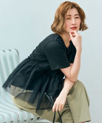 ＜GROVE (Women)＞チュール切り替えＴシャツ（２００２２６８８９１）