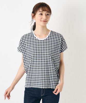 ＜LAURA ASHLEY＞【日本製／コットンリネン布帛×天竺／ワンマイルウエア】　ドロップ袖Ｔシャツ（２００２２６９４７９）