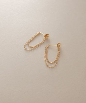 ＜COCOSHNIK (Women)＞Ｋ１８キヘイ×長アズキチェーン　フープピアス（２００２２６９８４９）
