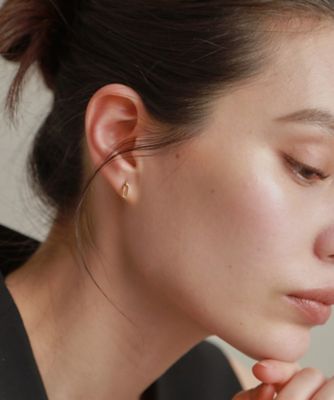 K18中空プリムケーブルチェーン スタッドピアスL