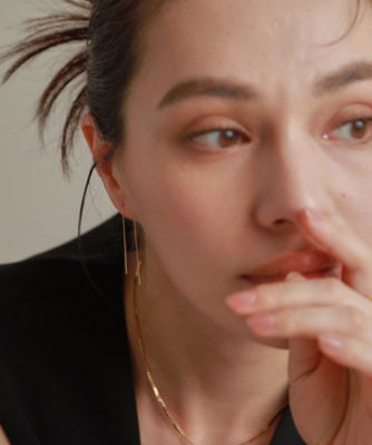 K18ベネフラット×アズキチェーン ピアス（2002270071