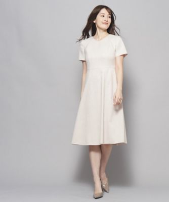 【洗える／日本製／フレア】女性らしいシルエットが美しい、麻調ストレッチワンピース（２００２２７１３６５）