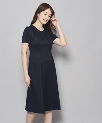 【洗える／日本製／フレア】女性らしいシルエットが美しい、麻調ストレッチワンピース（２００２２７１３６５）