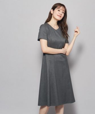 【洗える／日本製／フレア】女性らしいシルエットが美しい、麻調ストレッチワンピース（２００２２７１３６５）