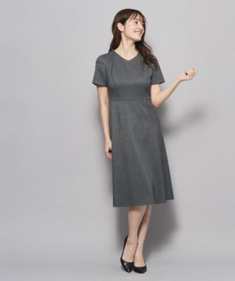【洗える／日本製／フレア】女性らしいシルエットが美しい、麻調ストレッチワンピース（２００２２７１３６５）