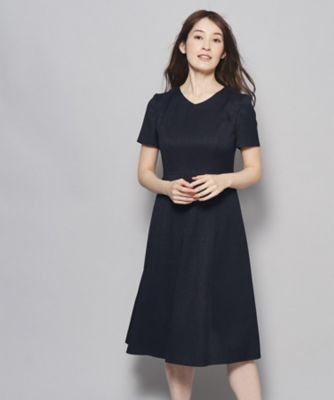 【洗える／日本製／フレア】女性らしいシルエットが美しい、麻調ストレッチワンピース（２００２２７１３６５）