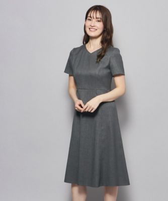 【洗える／日本製／フレア】女性らしいシルエットが美しい、麻調ストレッチワンピース（２００２２７１３６５）