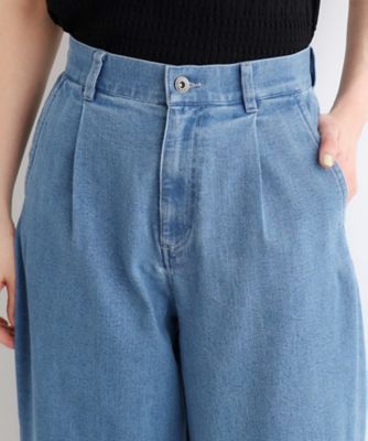 【洗える】タックワイドデニムパンツ（２００２２７１４１２）