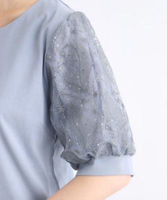 【ＵＶカット／接触冷感】スパンコールチュール刺繍袖プルオーバー（２００２２７５７４２）