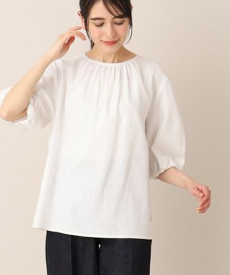＜Dessin (Women)＞【洗える】レーヨン麻ギャザーブラウス（ＸＳ～Ｌ）（２００２２７５８３０）