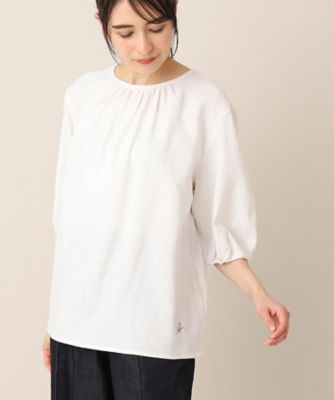 【洗える】レーヨン麻ギャザーブラウス（ＸＳ～Ｌ）（２００２２７５８３０）