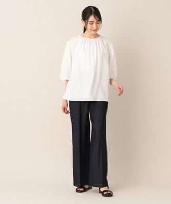 【洗える】レーヨン麻ギャザーブラウス（ＸＳ～Ｌ）（２００２２７５８３０）