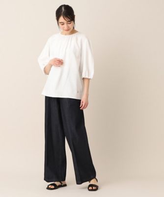 【洗える】レーヨン麻ギャザーブラウス（ＸＳ～Ｌ）（２００２２７５８３０）