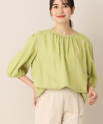 【洗える】レーヨン麻ギャザーブラウス（ＸＳ～Ｌ）（２００２２７５８３０）