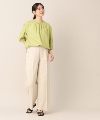 【洗える】レーヨン麻ギャザーブラウス（ＸＳ～Ｌ）（２００２２７５８３０）